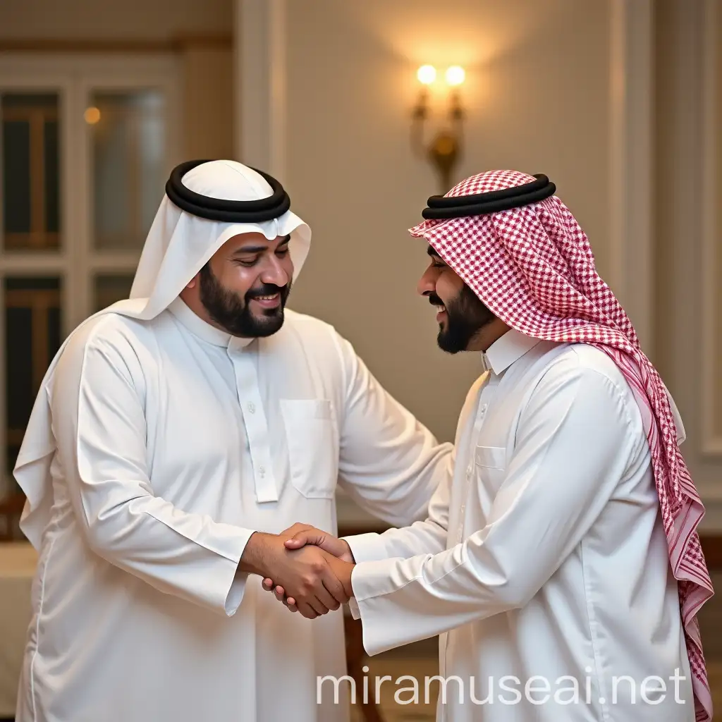 Saudi Men Signing Partnership Agreement and Greeting