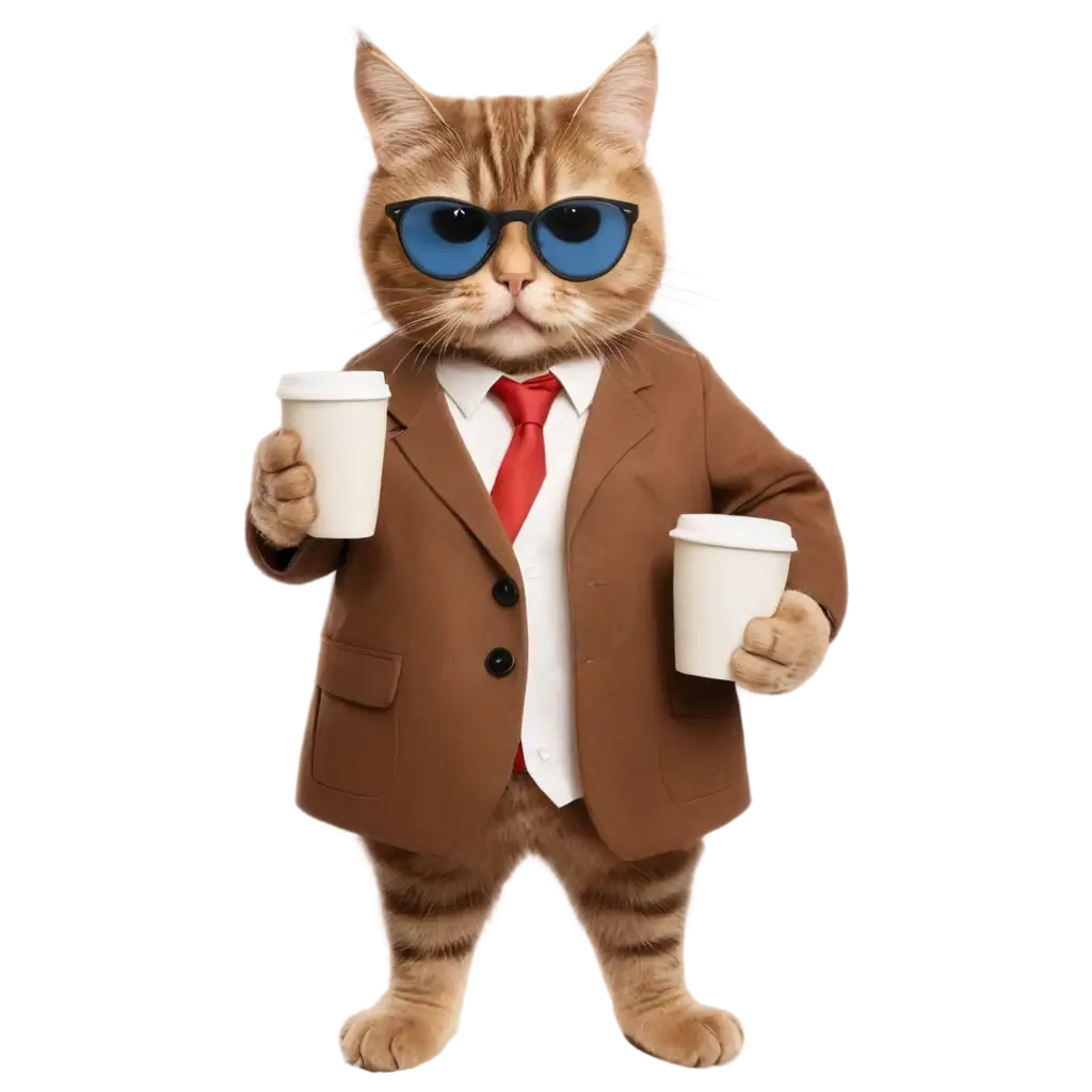 Stylish-Cat-with-Sunglasses-Enjoying-Coffee-on-the-Beach-PNG-Image