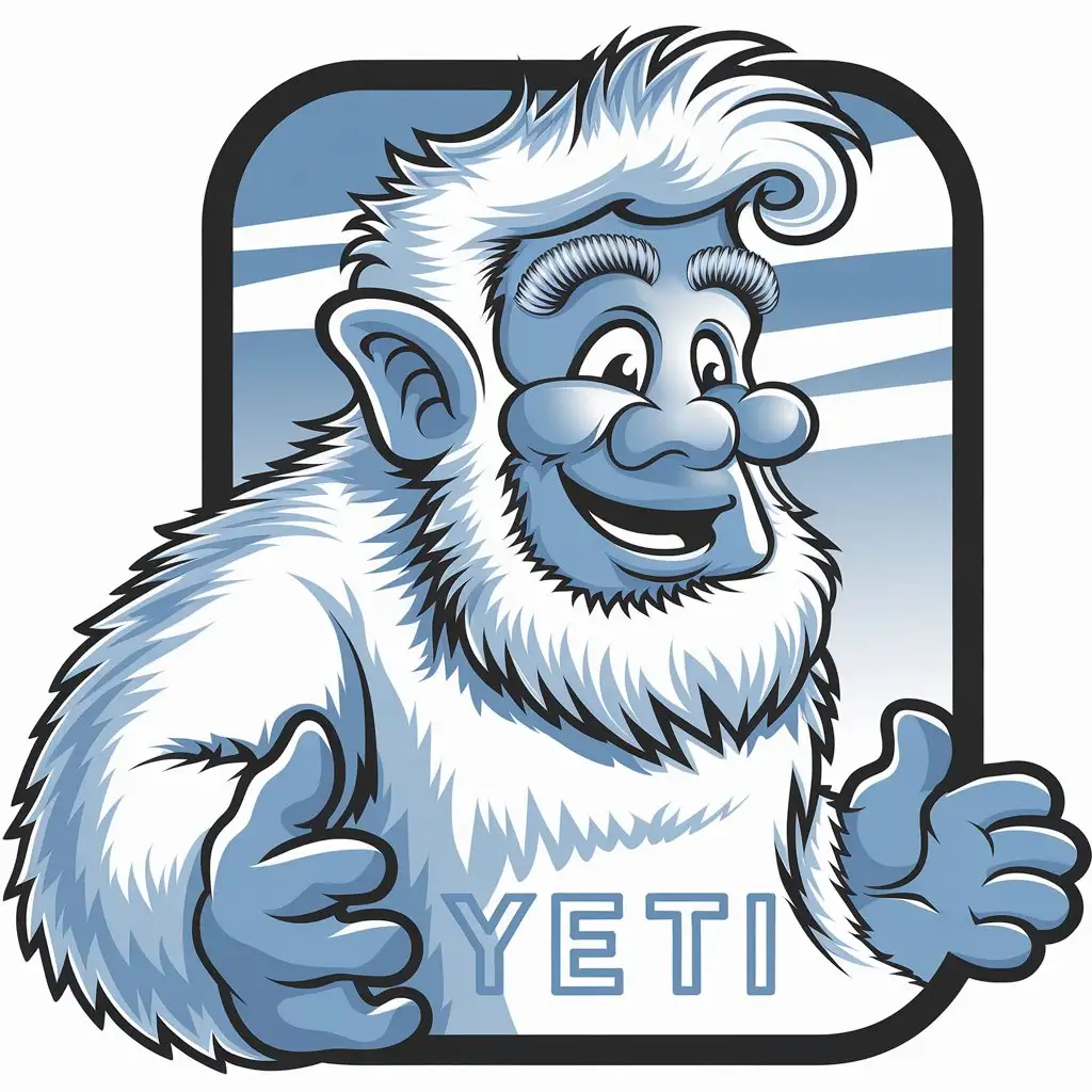 LOGO Design for Yeti FullBody Side Profile Mascot with Blue and White Fur Theme