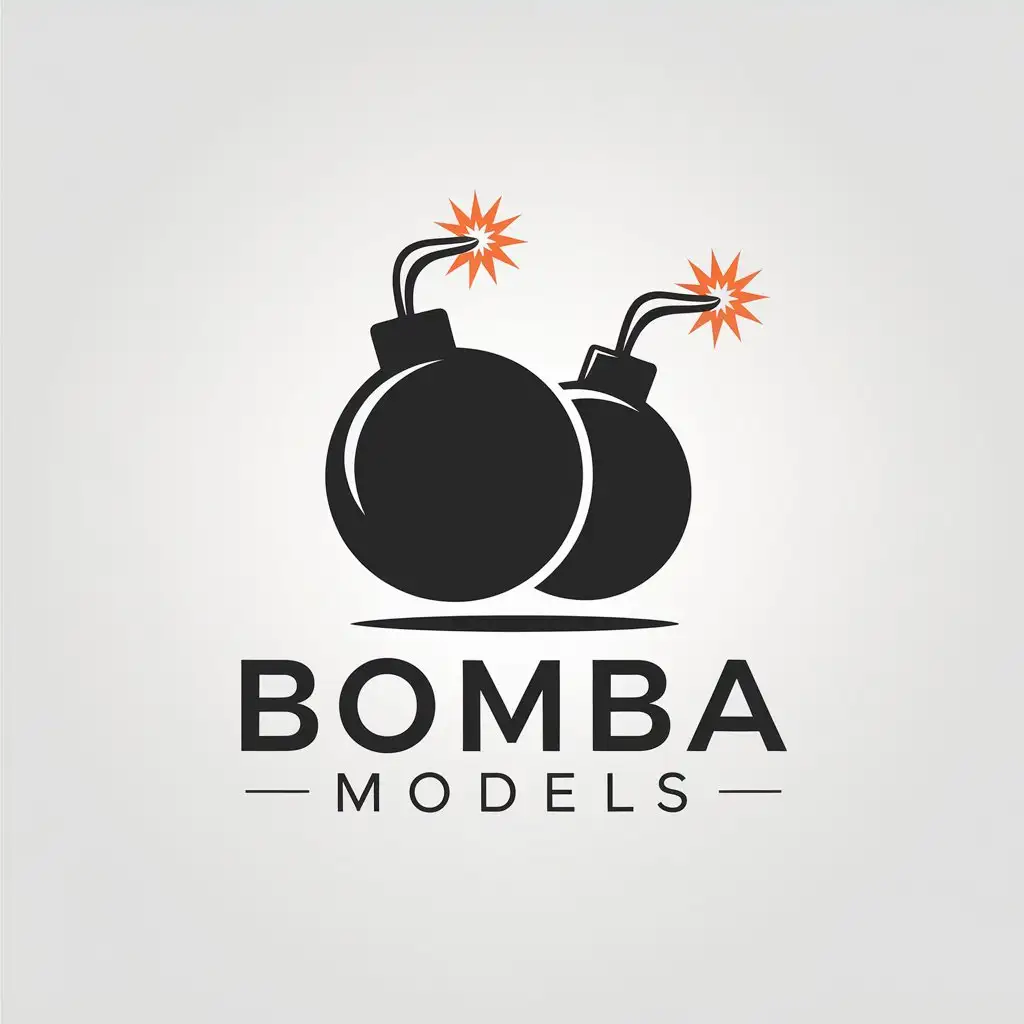 LOGO Design for Bomba Models Minimalistic Bombs Symbol with Real Estate Industry Appeal