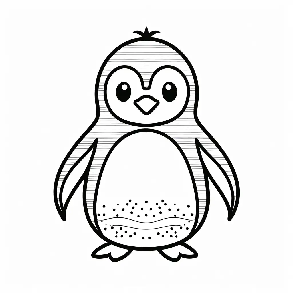 Cute-Penguin-Coloring-Page-Black-and-White-Line-Art-with-Ample-White-Space