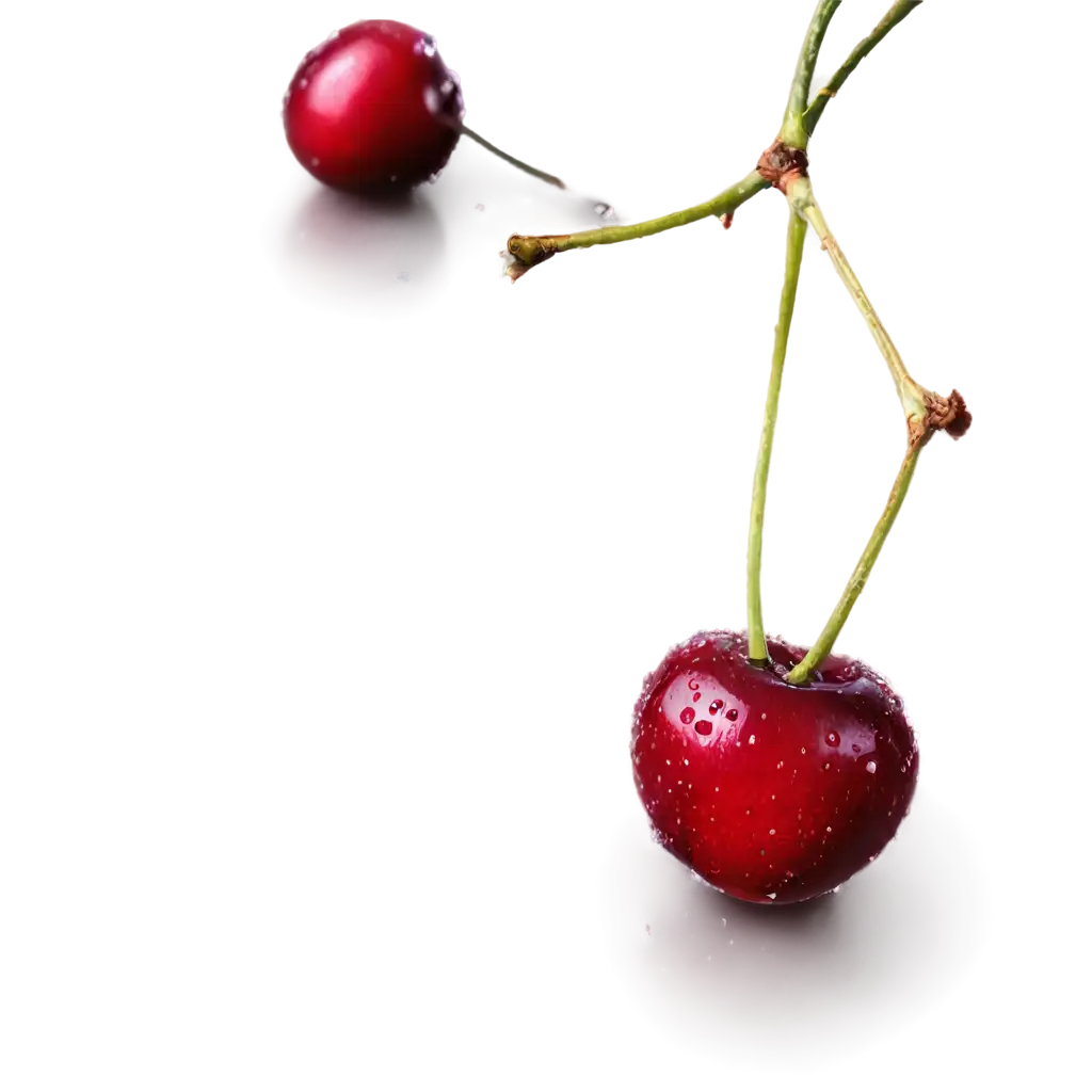 CloseUp-Cherry-Fruits-with-Water-Droplets-HighQuality-PNG-Image-with-Beautiful-Shadows-and-Lighting