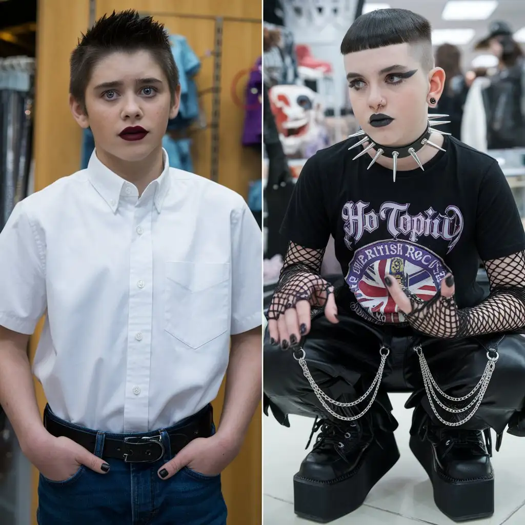 Haley-Joel-Osment-Goth-Makeover-with-Friends-at-Hot-Topic