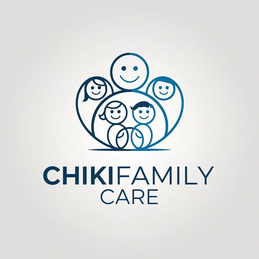 LOGO Design for Chikifamiliy Care Minimalistic Family Smile Symbol for Medical and Dental Industry