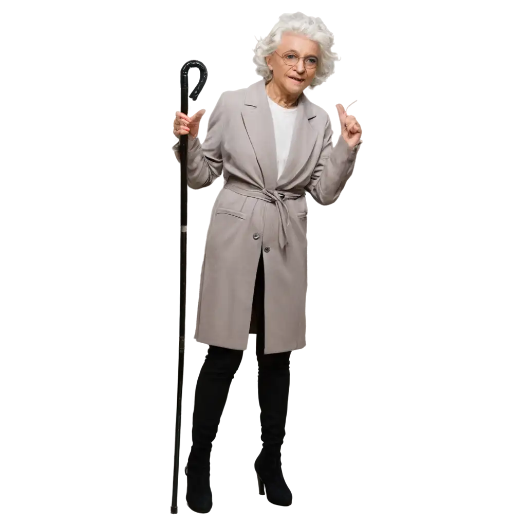 Elderly-Lady-with-White-Hair-and-Cane-HighQuality-PNG-Image-for-Diverse-Applications