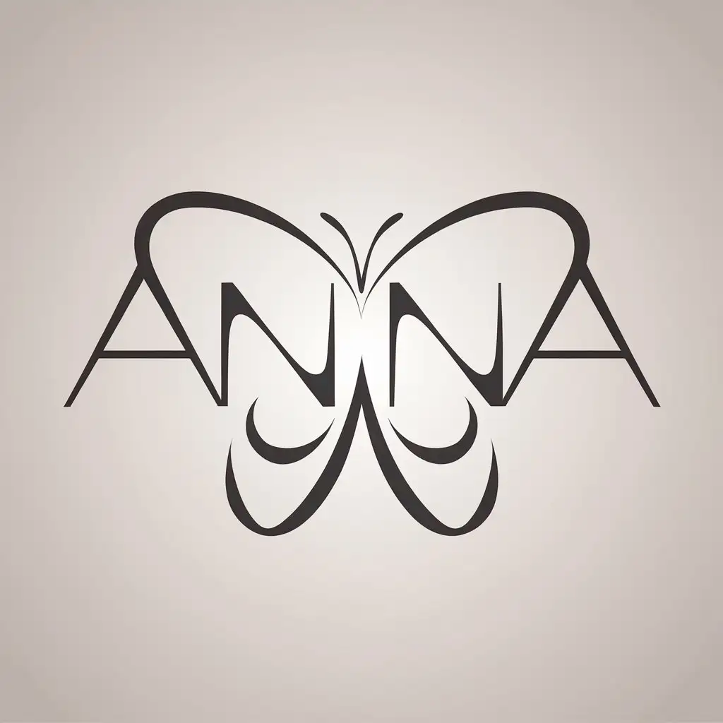 LOGO Design for Anna Minimalistic Butterfly with Clear Background