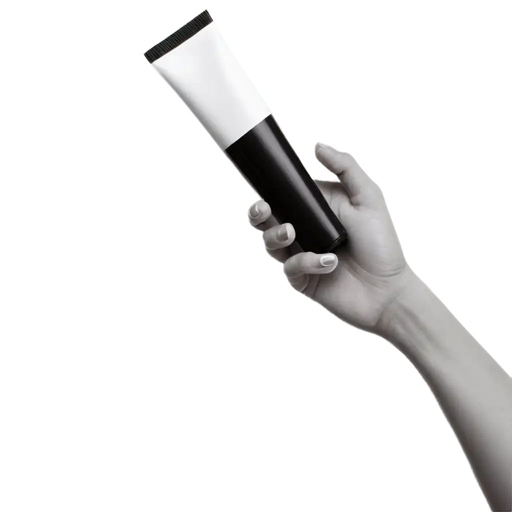 Black-and-White-Cosmetics-Tube-PNG-Image-in-Newspaper-Style-for-Creative-Use