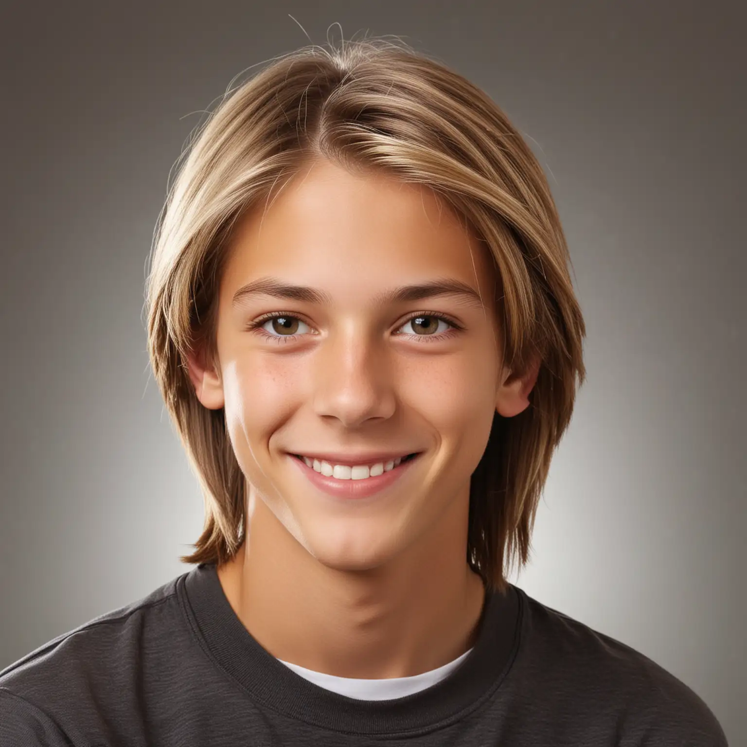 School Photo of Happy ThirteenYearOld Boy with Sunlight