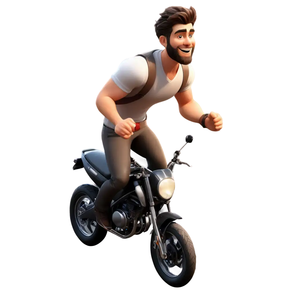 PNG-Image-of-a-Man-Running-and-Lifting-a-Motorcycle-While-Laughing-for-Dynamic-and-Motivational-Content