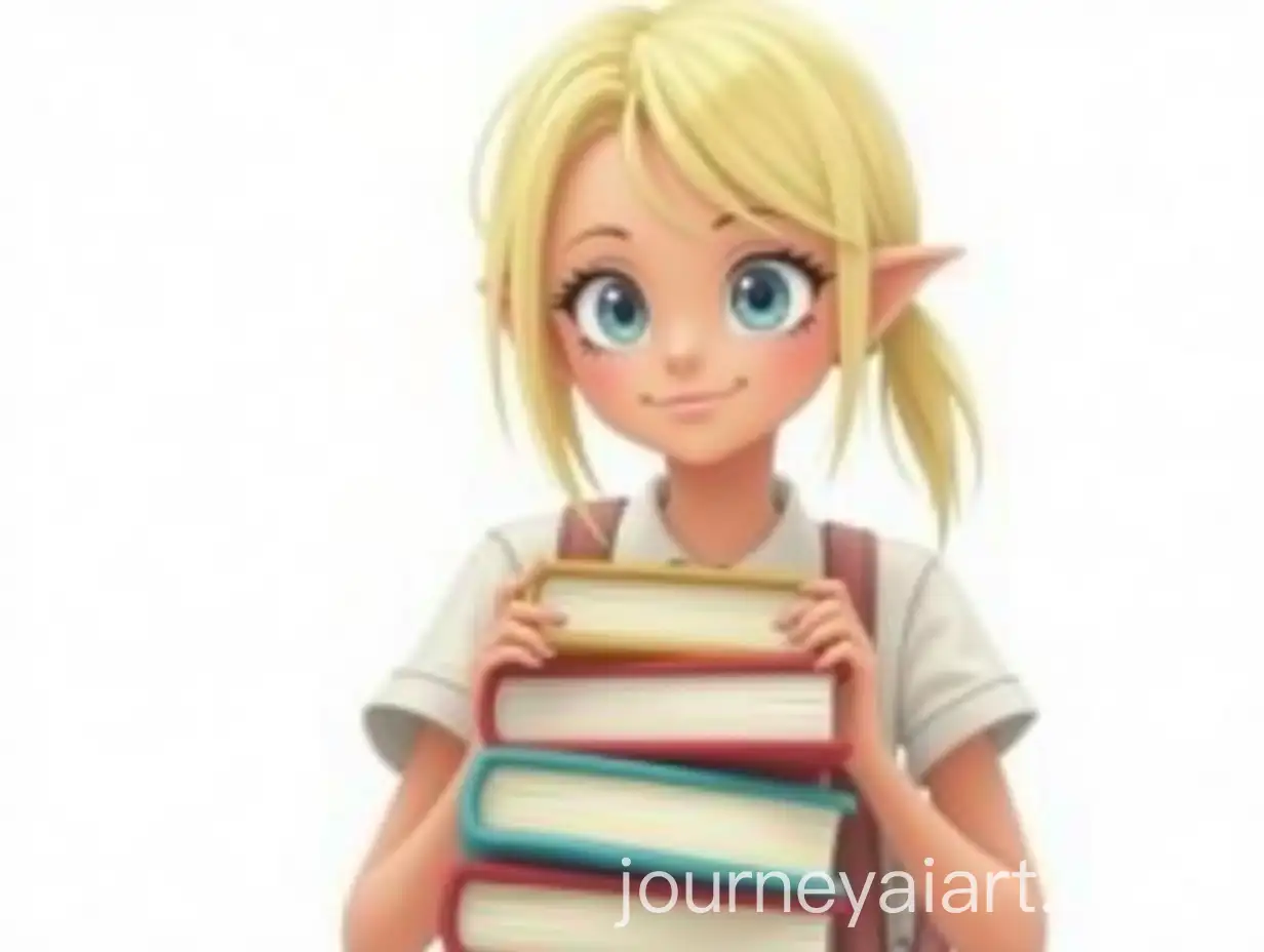 Blond-Female-Student-Holding-Books-with-Blue-Eyes-AgainstAI-Image-Prompt-Expansion-a-White-Background