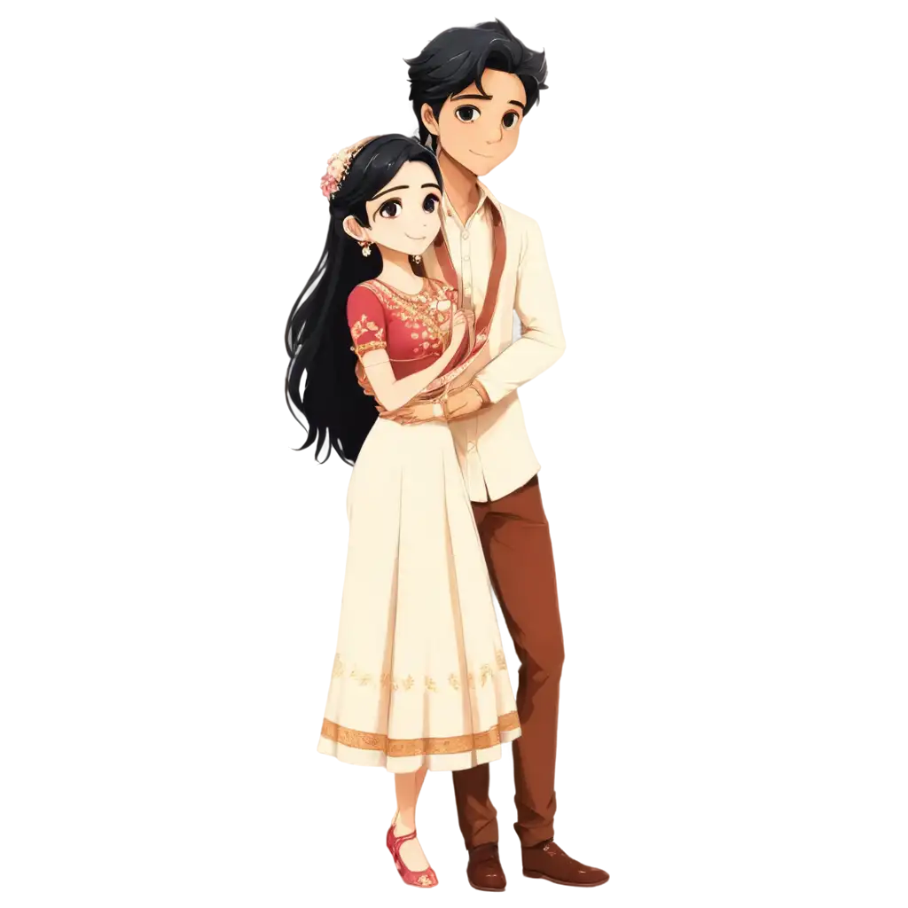 Cute-Indian-Engaged-Couple-Anime-PNG-for-HighQuality-Illustrations