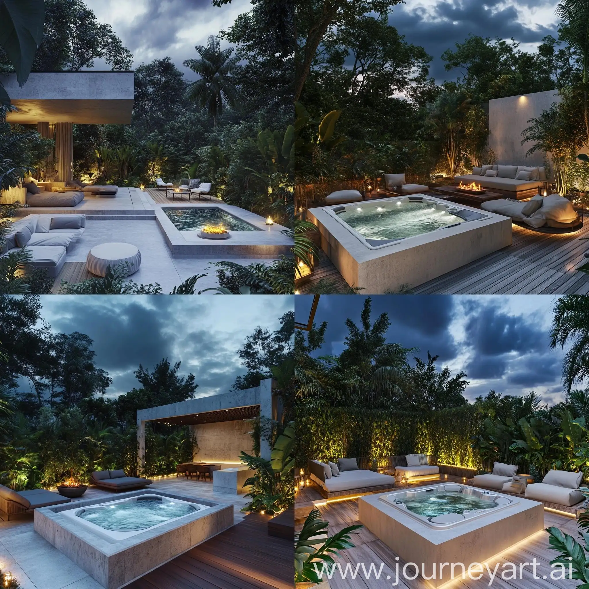 Luxurious-Modern-Terrace-with-Jacuzzi-and-Tropical-Forest-Setting