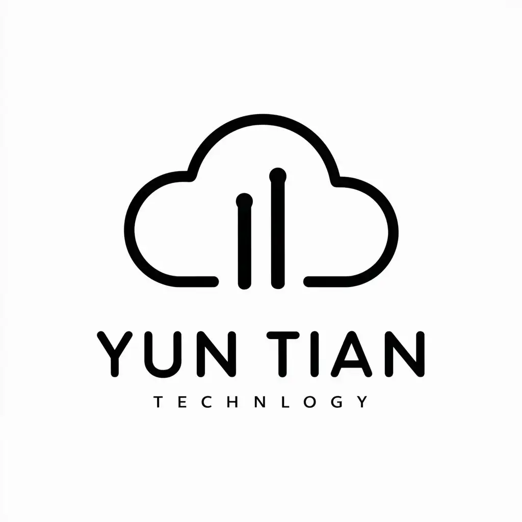 a vector logo design,with the text "YUN TIAN", main symbol:cloud,Minimalistic,be used in Technology industry,clear background