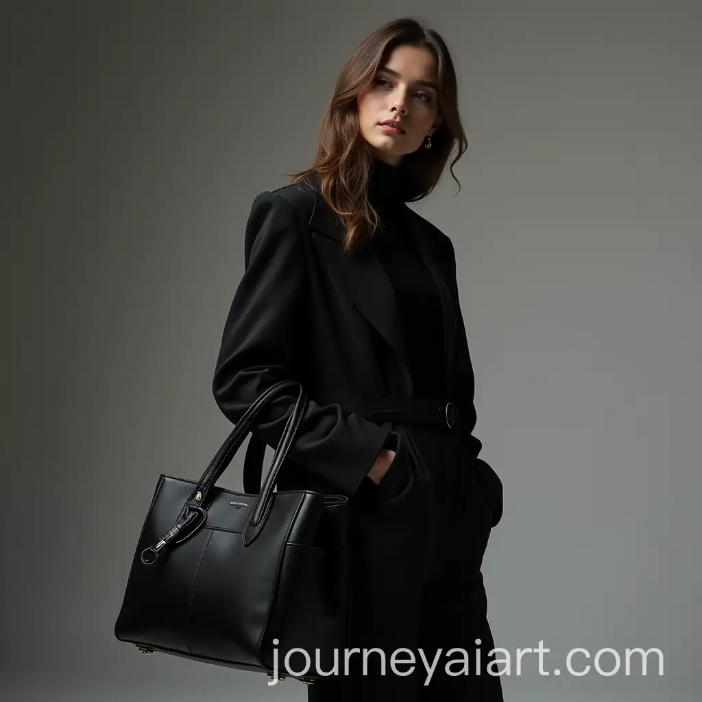 Stylish-Lady-Carrying-Bag-in-BlackThemed-Website-Advertisement