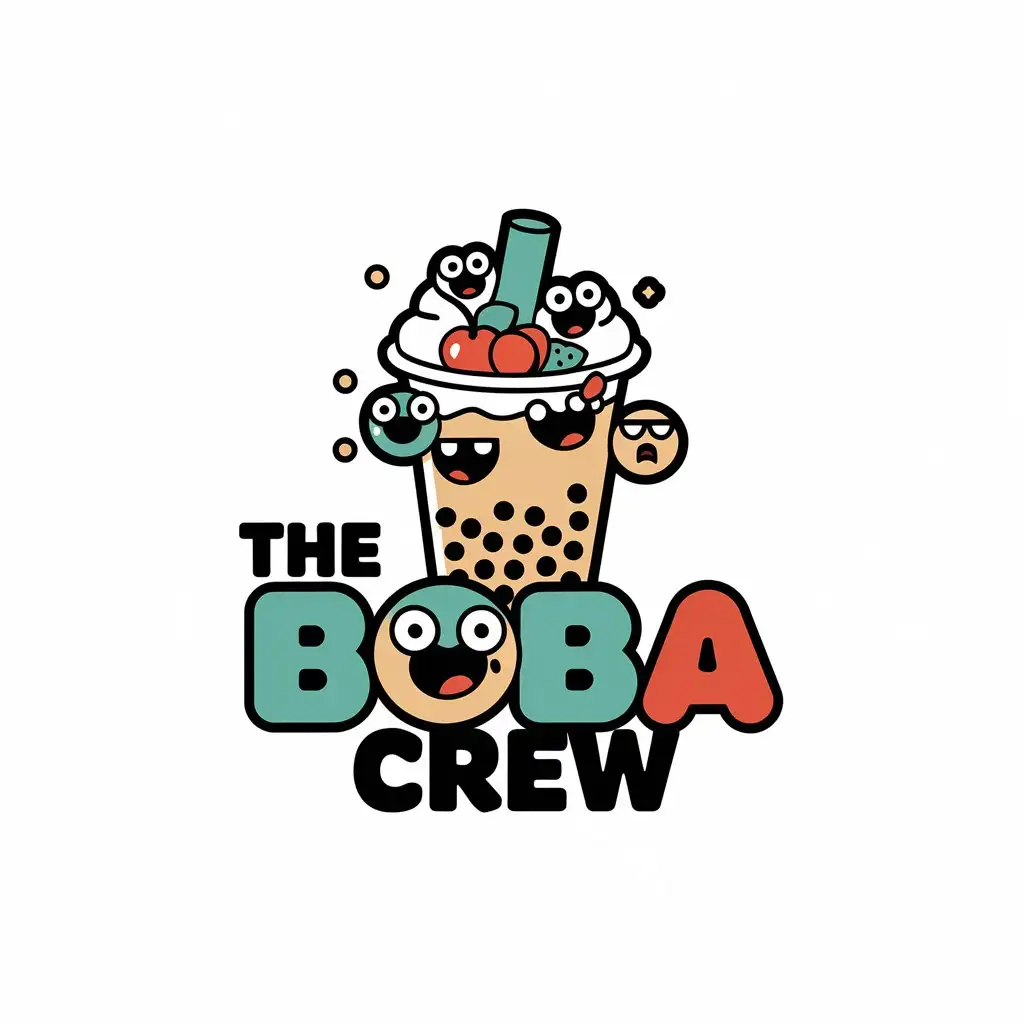 a vector logo design,with the text "the boba crew", main symbol:bubble tea,Moderate,clear background