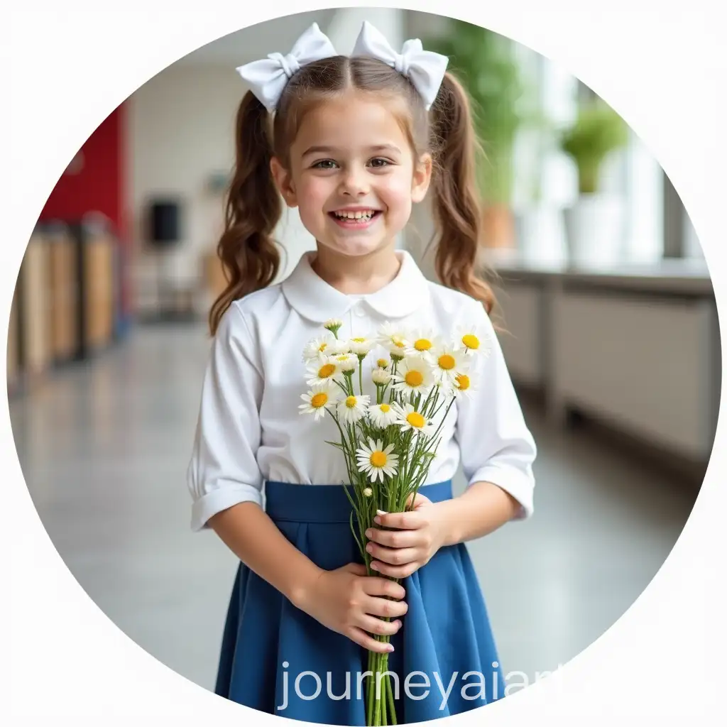 Young-Girl-with-Bouquet-of-Flowers-on-First-Day-of-School