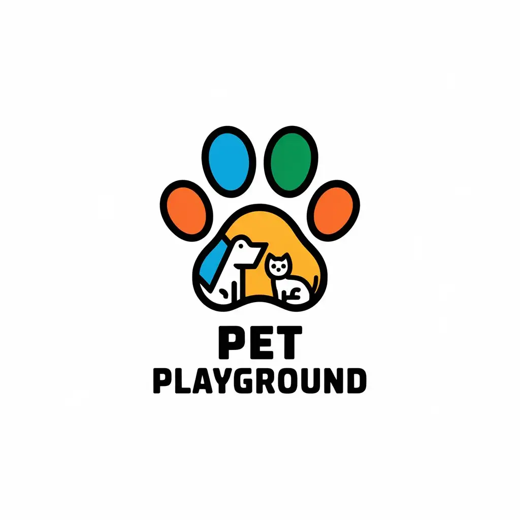 a vector logo design,with the text "pet playground", main symbol:compared to bears and dogs,Moderate,be used in Animals Pets industry,clear background