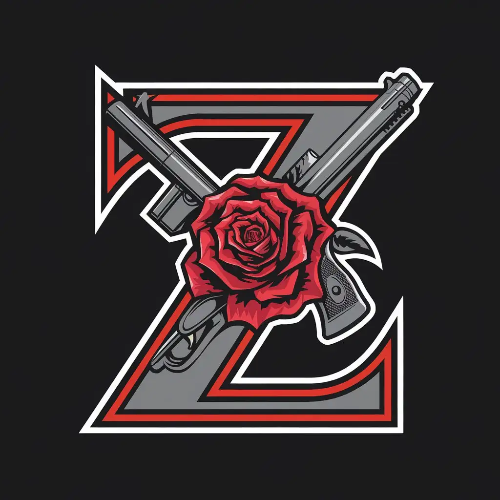 LOGO Design For Z Red Rose and 9mm Gun Symbol in Entertainment Industry