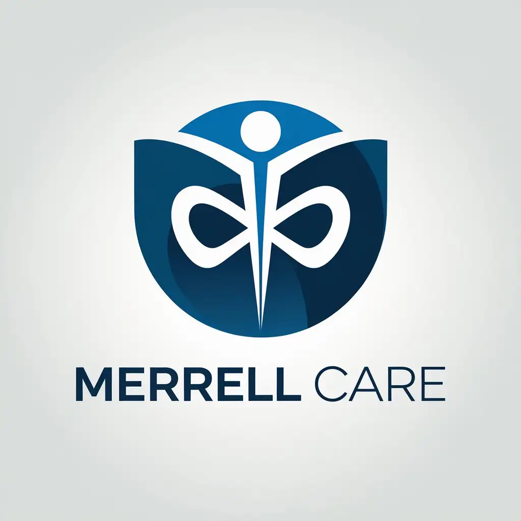 LOGO Design for Merrell Care Blue White Abstract Medical Symbols for Health Care Business