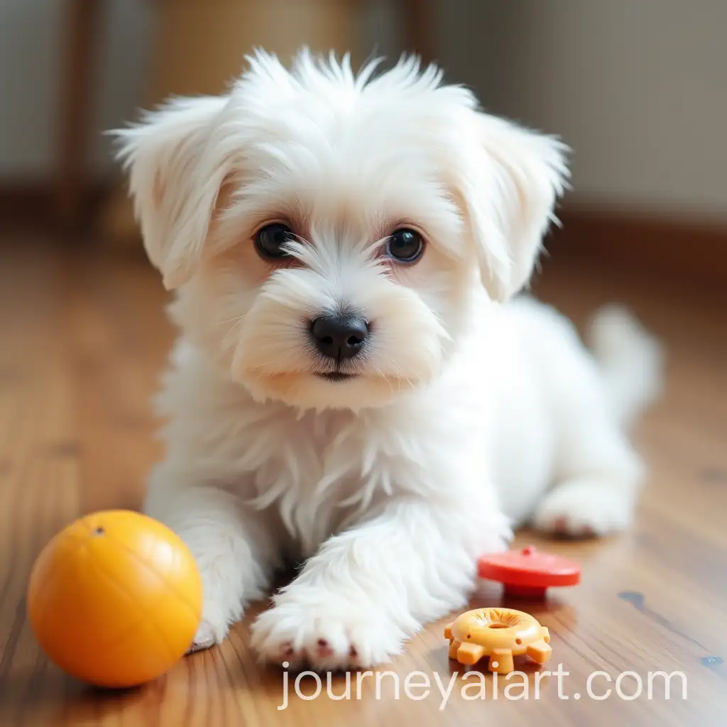 Cute-Maltese-Puppy-Playing-with-Toys-andAI-Image-Prompt-Expansion-Looking-at-Camera