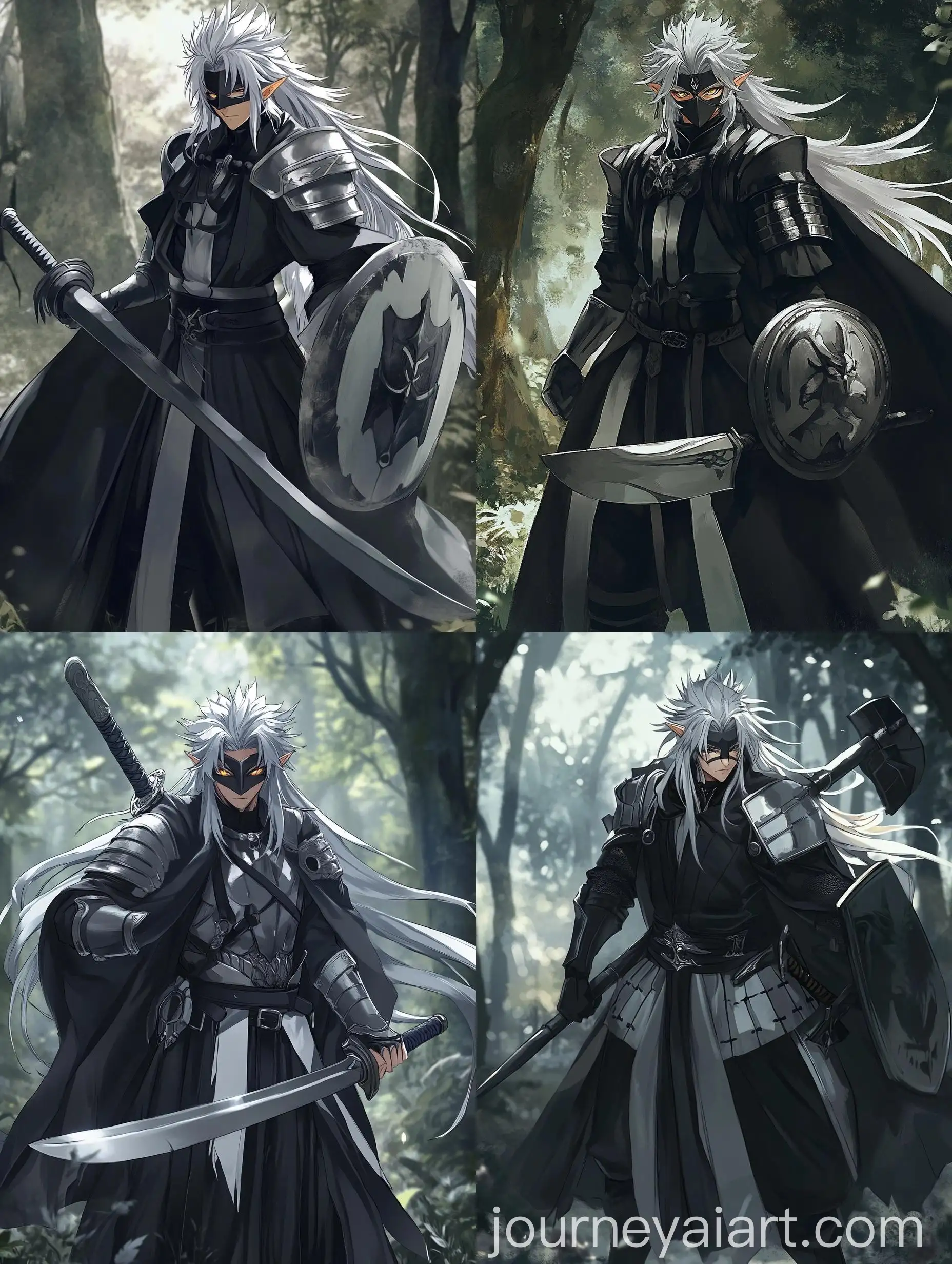 Anime-Style-Male-Elf-Knight-with-Broadaxe-and-Shield-in-Forest-Setting