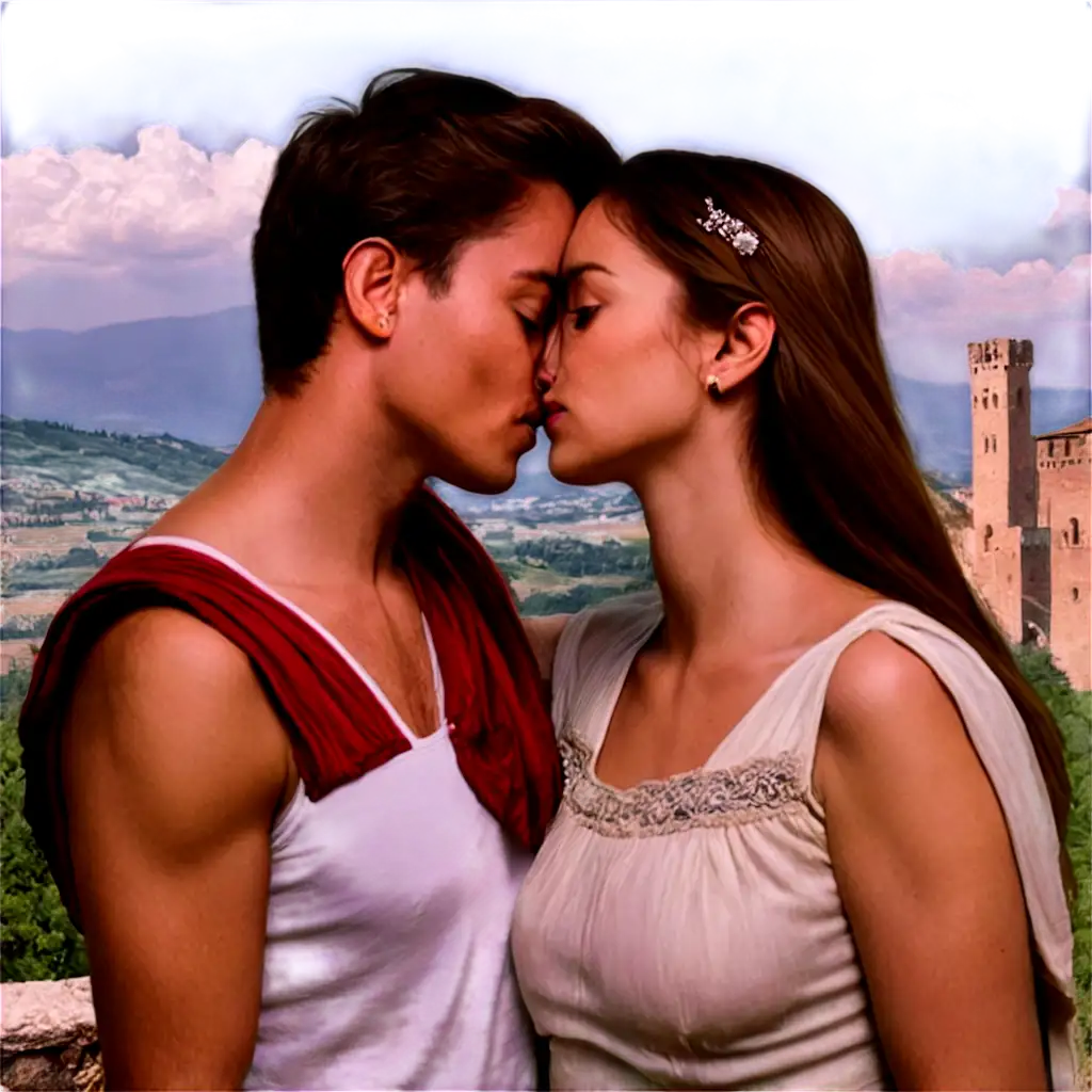 Romantic-Romeo-and-Juliet-Kissing-at-Soave-Verona-Castle-PNG-Image