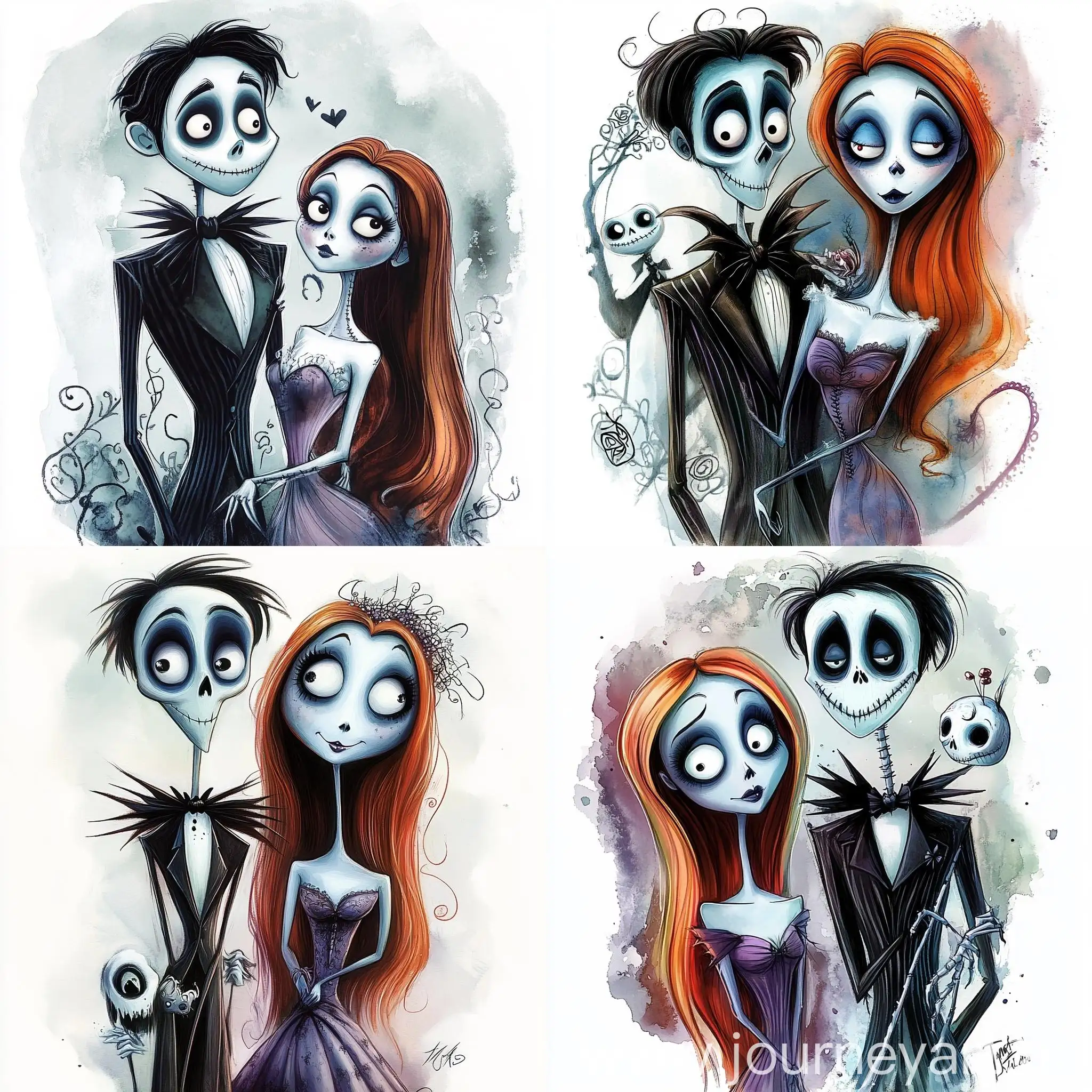 Tim-Burtons-Corpse-Bride-Characters-in-Watercolor-Style