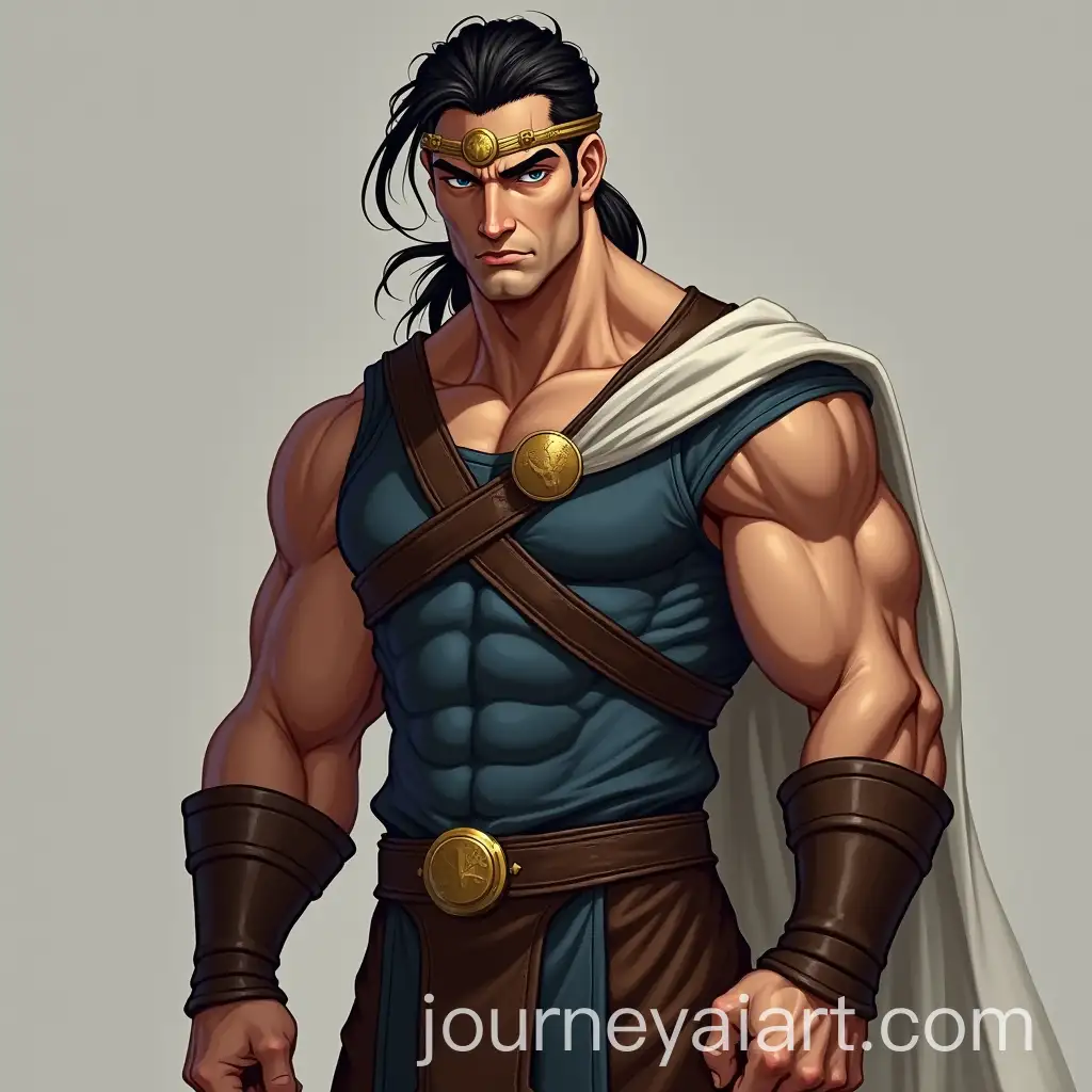 Tall-Muscular-Man-in-a-Tight-Tunic-with-Piercing-Blue-Eyes