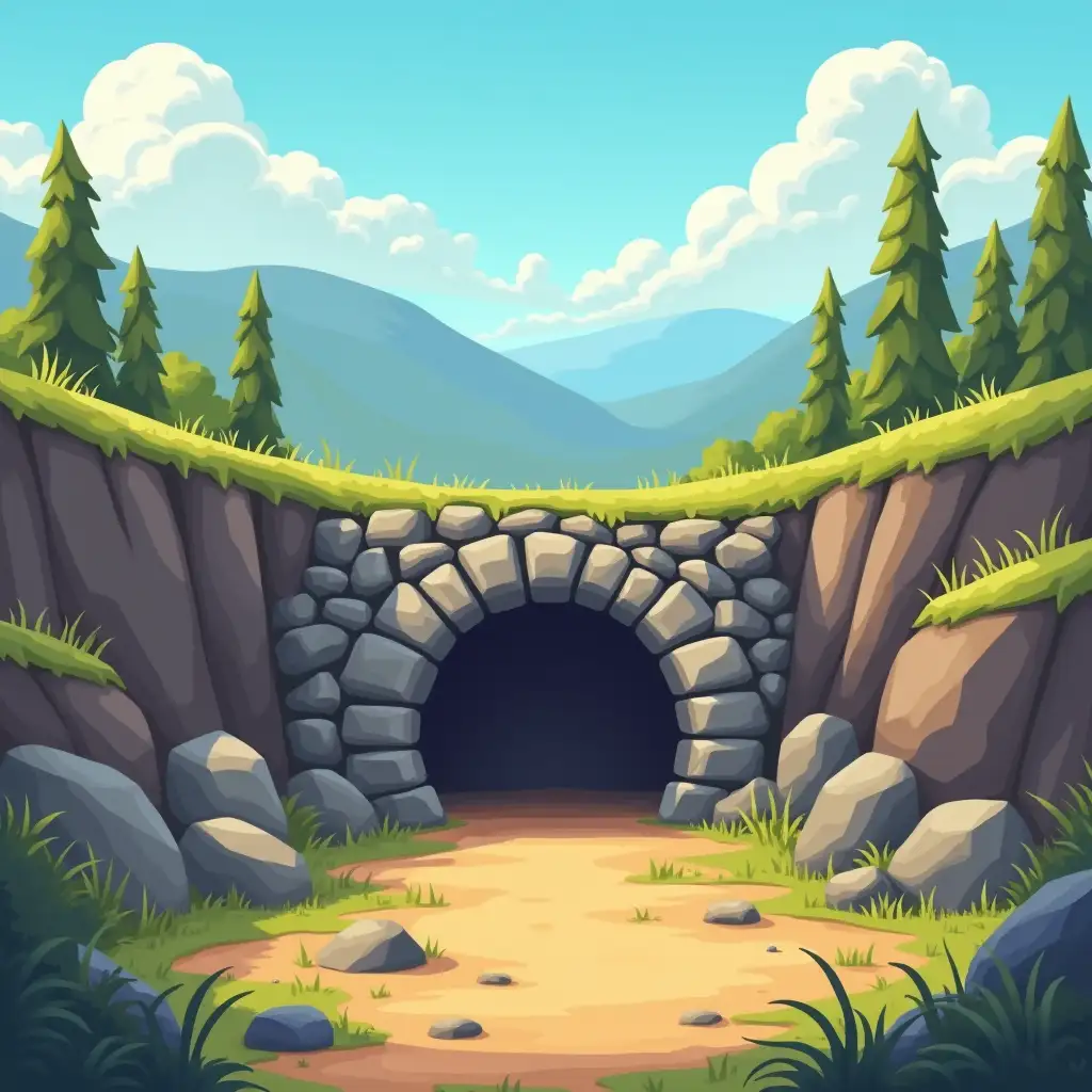 CartoonStyle-Game-Icon-of-a-Stone-Quarry-Under-Open-Sky