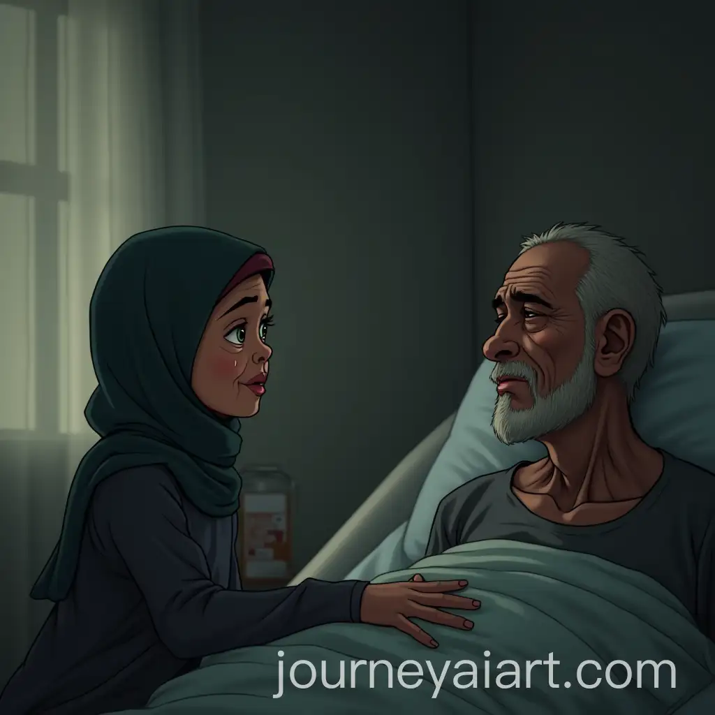 Daughter-Comforting-Her-Ill-Father-with-Tenderness-and-Tears