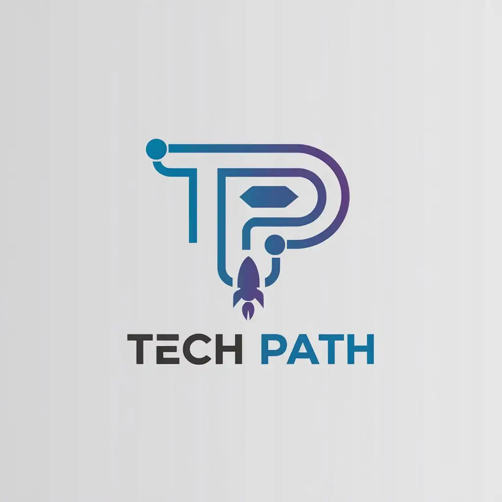 LOGO Design for Tech Path Minimalistic BluePurple RocketThemed Typography for Technology Industry