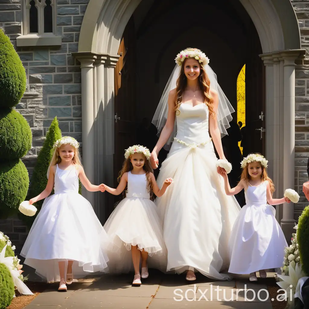 Fairy-Bride-Entering-Church-with-Flower-Girls