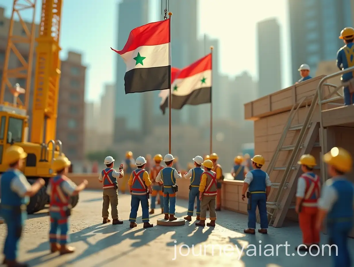 Workers-Raising-the-Syrian-Flag-in-a-Square-Ceremony