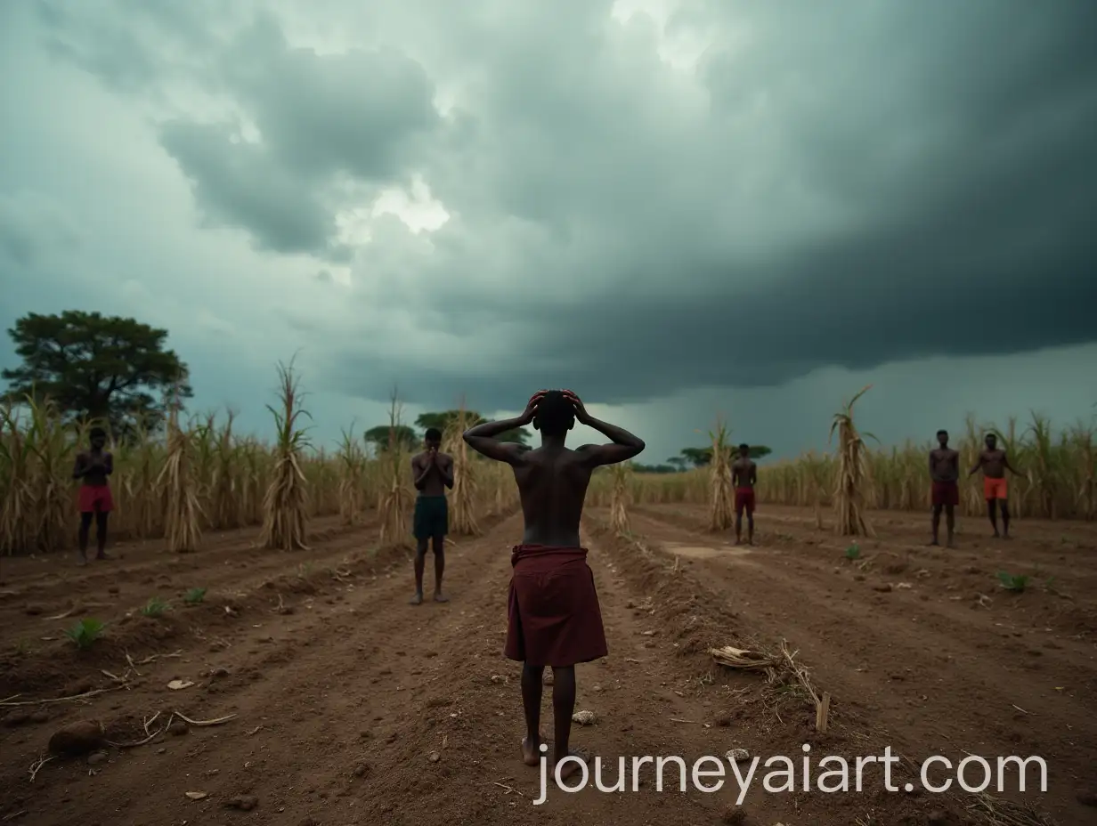Igbo-Farmers-Struggling-in-DroughtStricken-Village-Under-Darkened-Sky