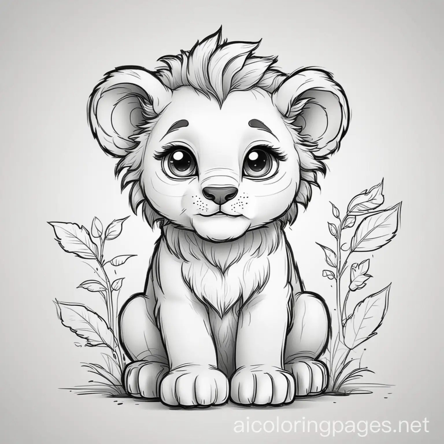 Cute-Baby-Lion-Coloring-Page-for-Kids-in-Cartoon-Style