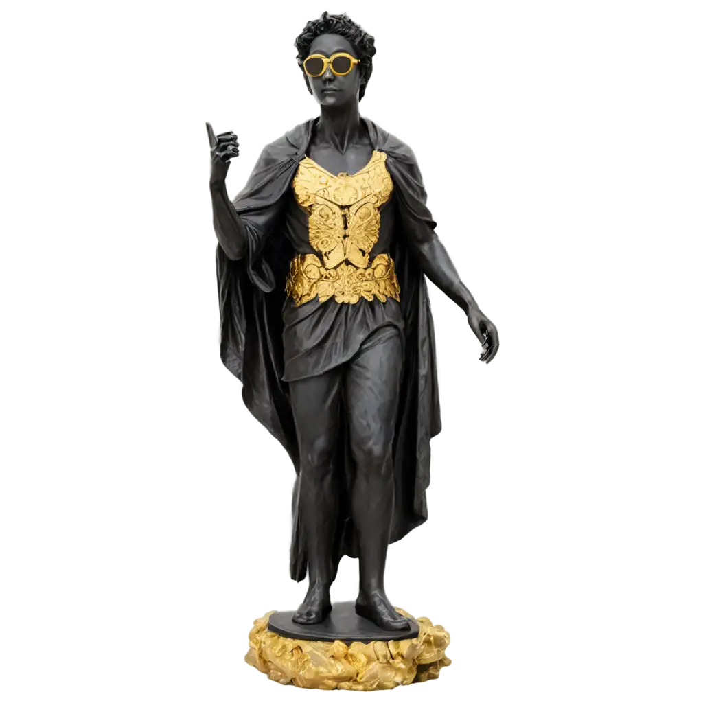 Statue-with-Gold-and-Dark-Sunglasses-PNG-Image-Artistic-Concept-and-Design