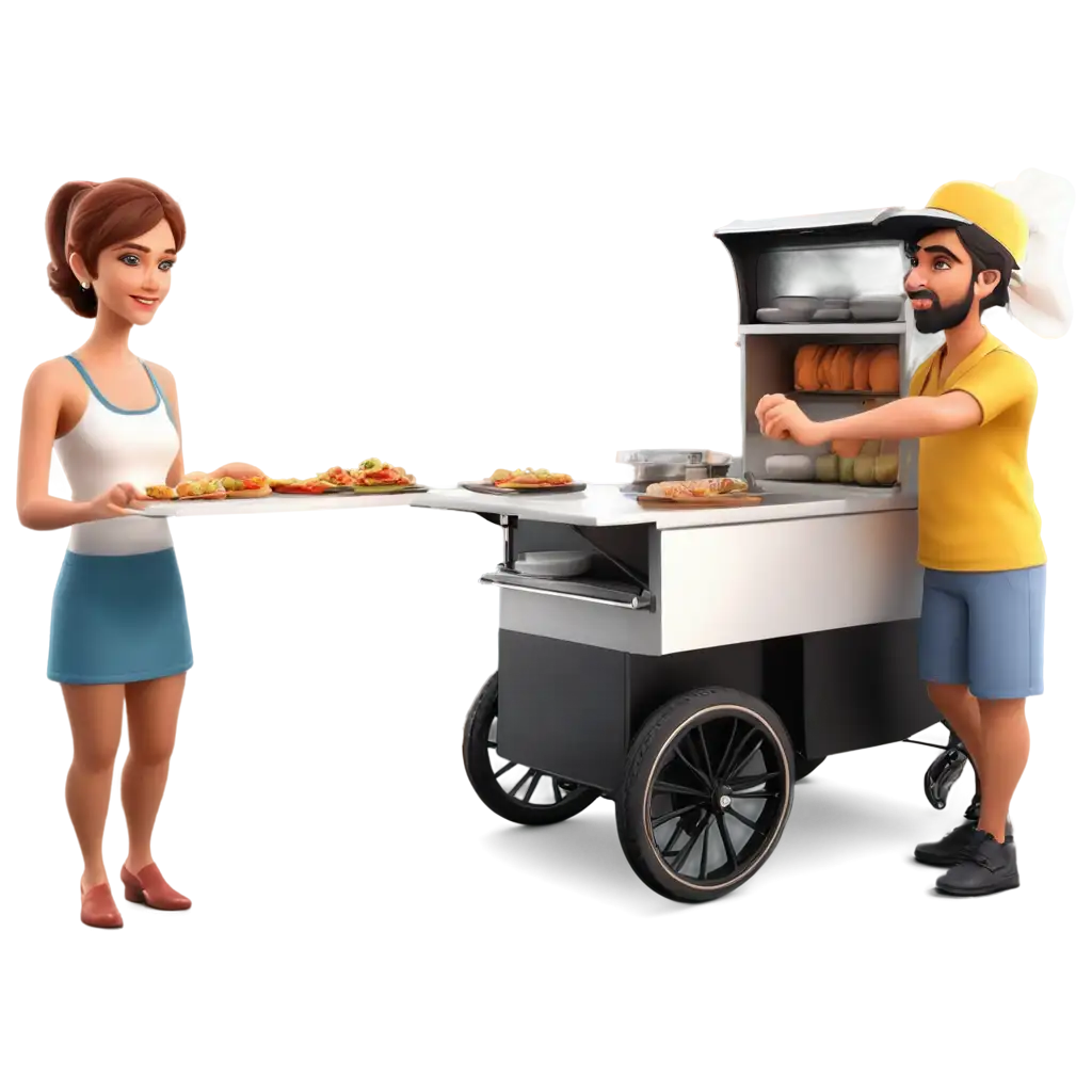 Explore-the-Vibrant-World-of-Bakso-HighQuality-3D-PNG-Image-of-a-Bakso-Cart-and-Vendor