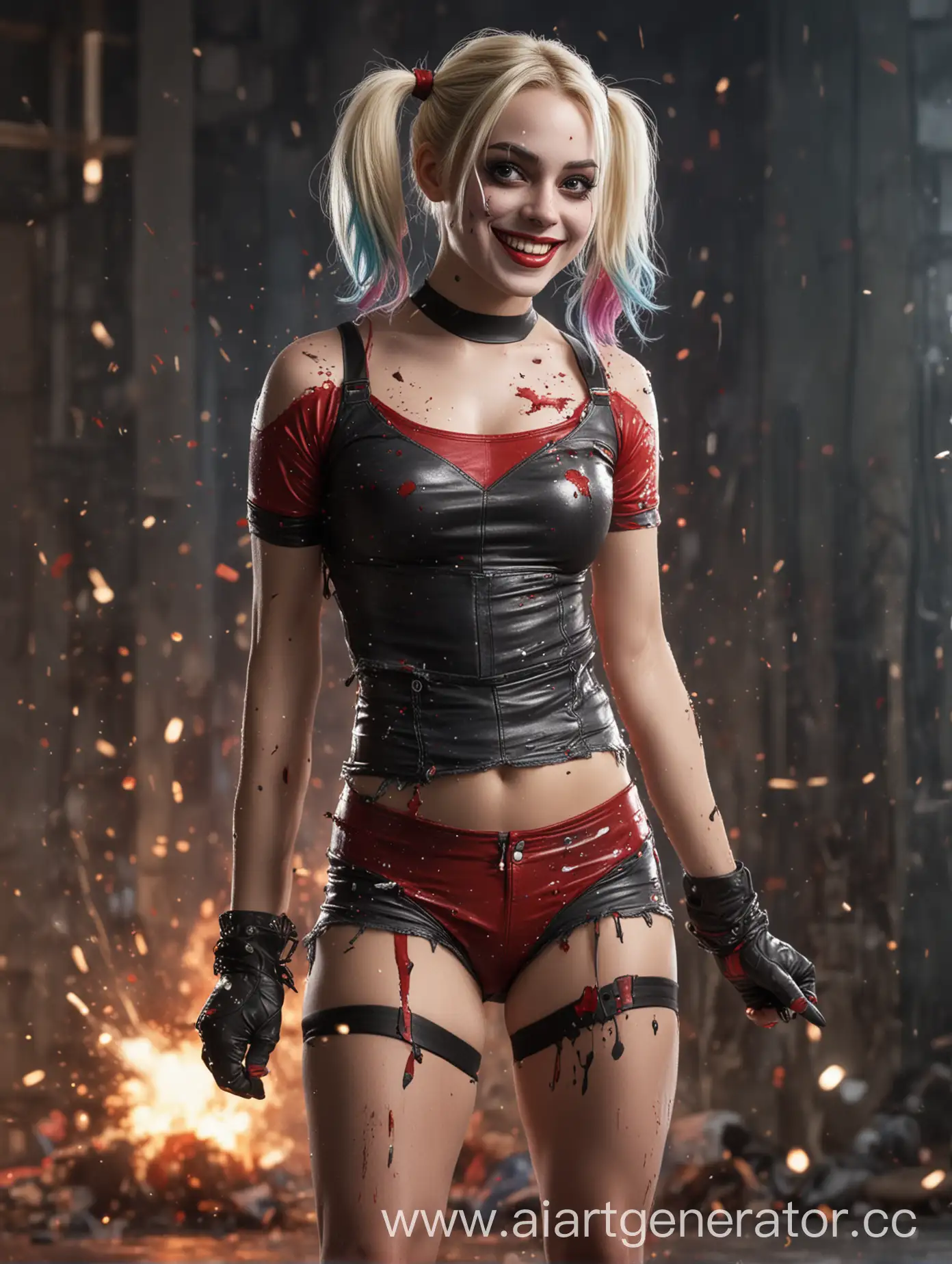 Smiling-Harley-Quinn-Figure-Skater-with-Explosion-in-the-Background