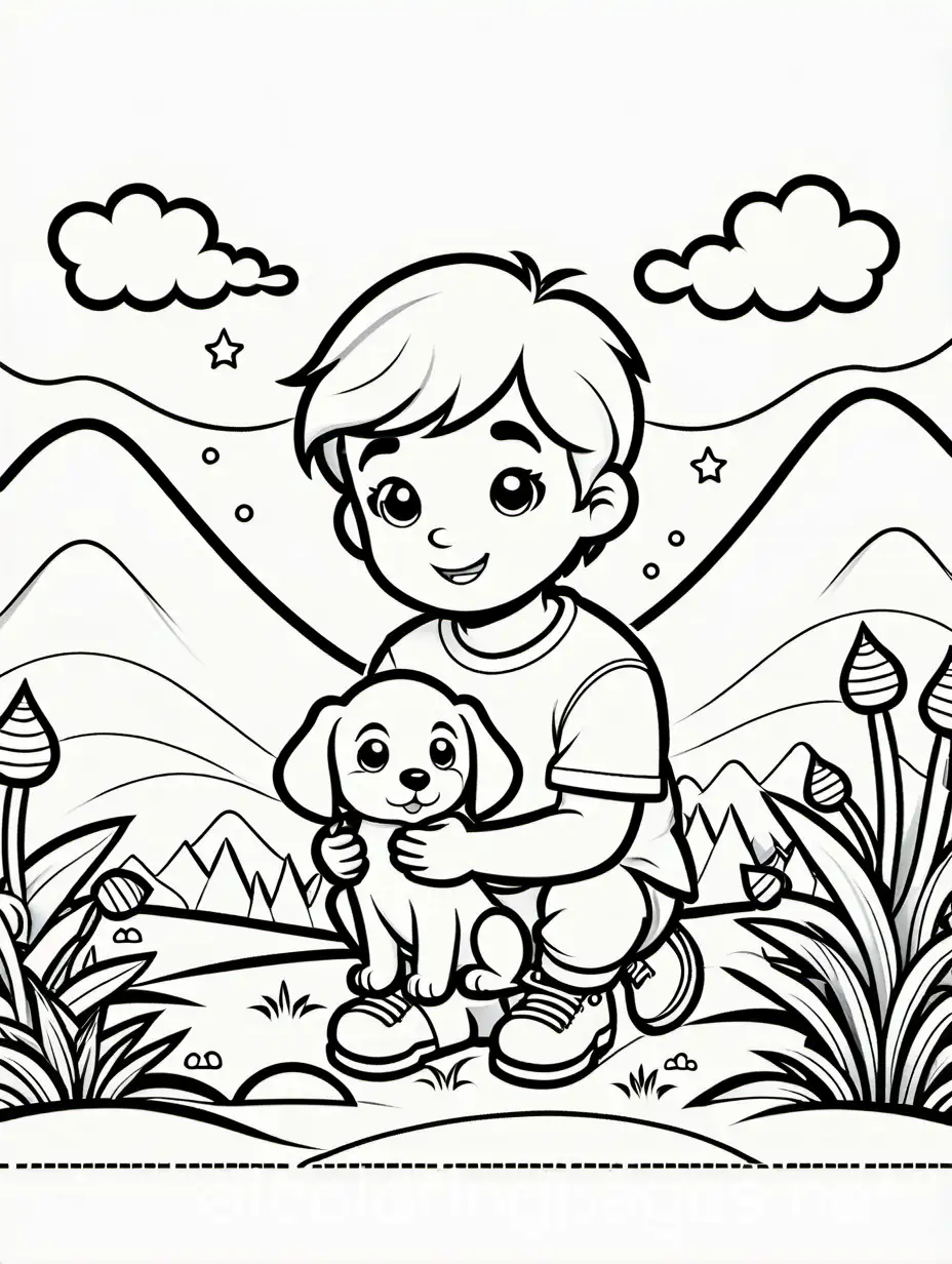 Adorable-Boy-Playing-with-Puppy-Fun-Coloring-Page-for-Kids