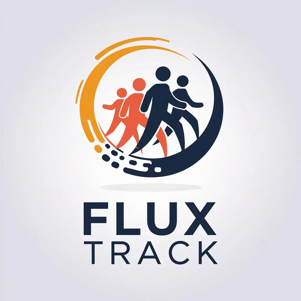 LOGO Design for Flux Track People Walking Out of Circle Symbol with Modern Tech Theme