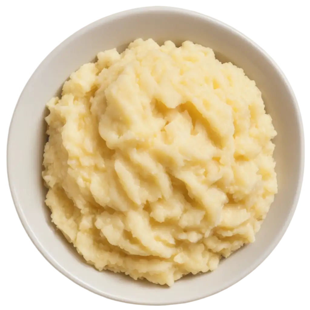 Mashed-Potato-on-White-Plate-Top-View-PNG-Image-for-Culinary-Designs-and-More