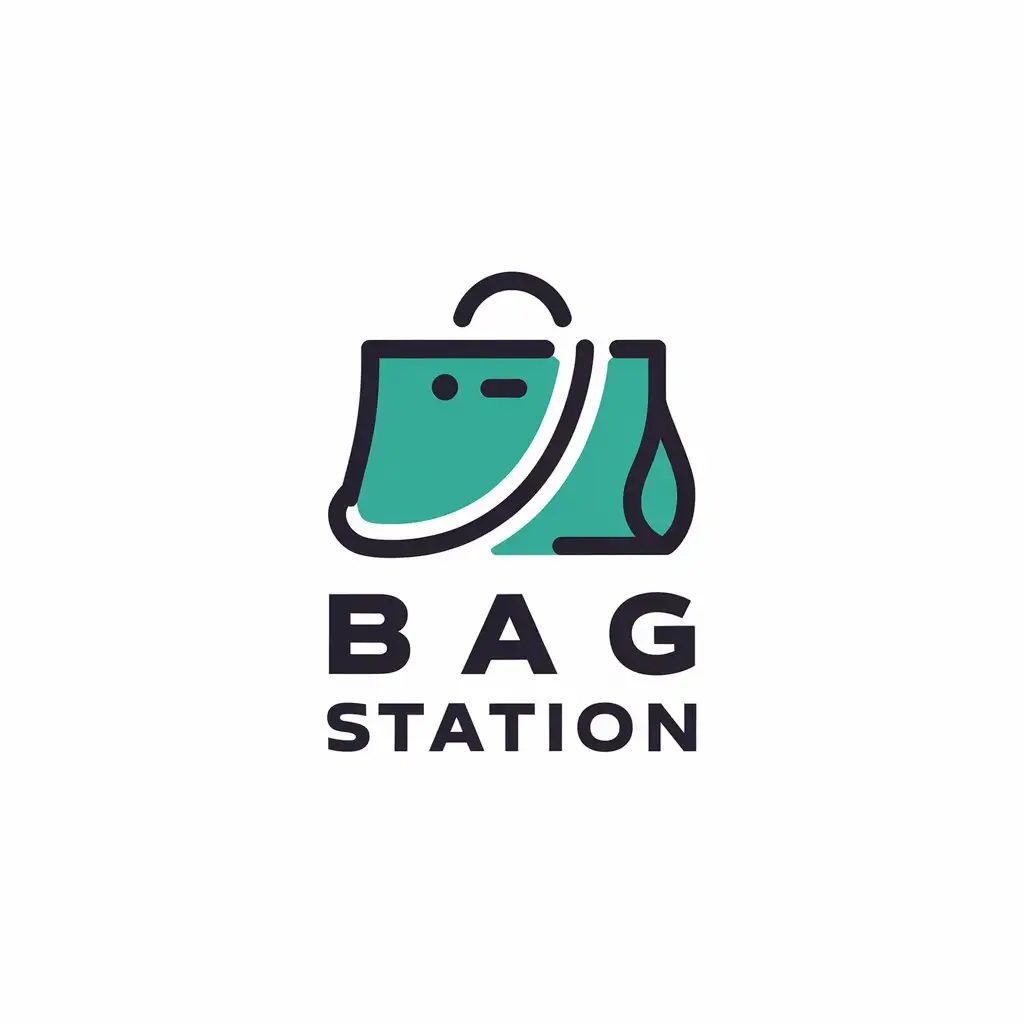 LOGO Design for Bag Station Minimalist Bag Symbol for Retail Industry with Clear Background