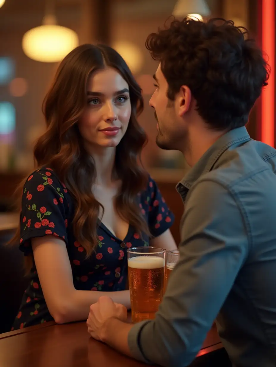 Woman-in-a-Black-Dress-with-Red-Berries-at-a-Bar-Enjoying-Drinks-with-a-Man