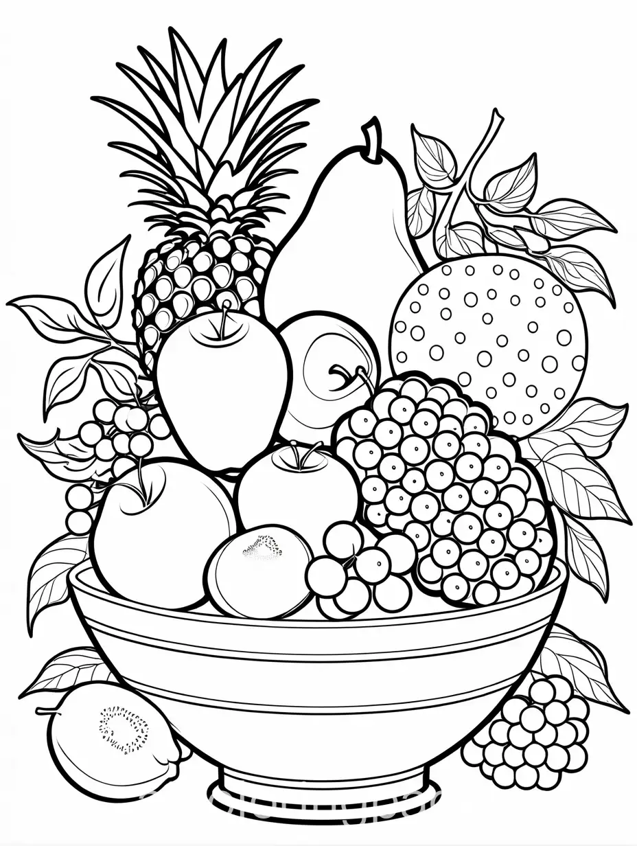 Simple-Black-and-White-Fruit-Bouquet-Coloring-Page