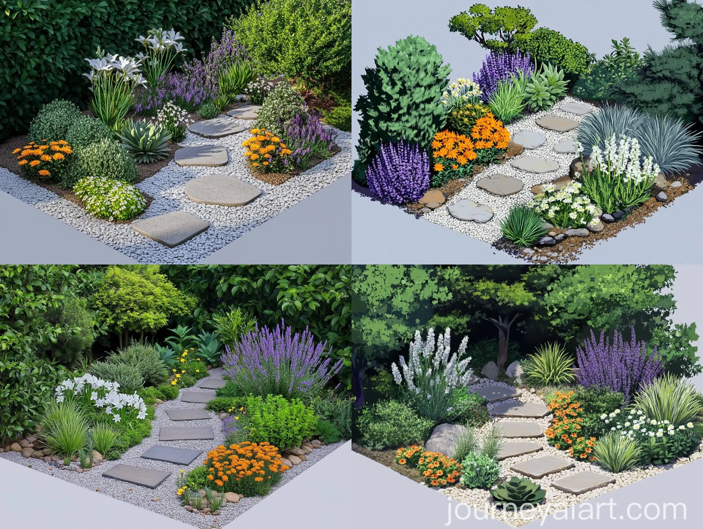 Japanese-Art-Style-Mediterranean-Garden-with-Buxus-and-Lavender