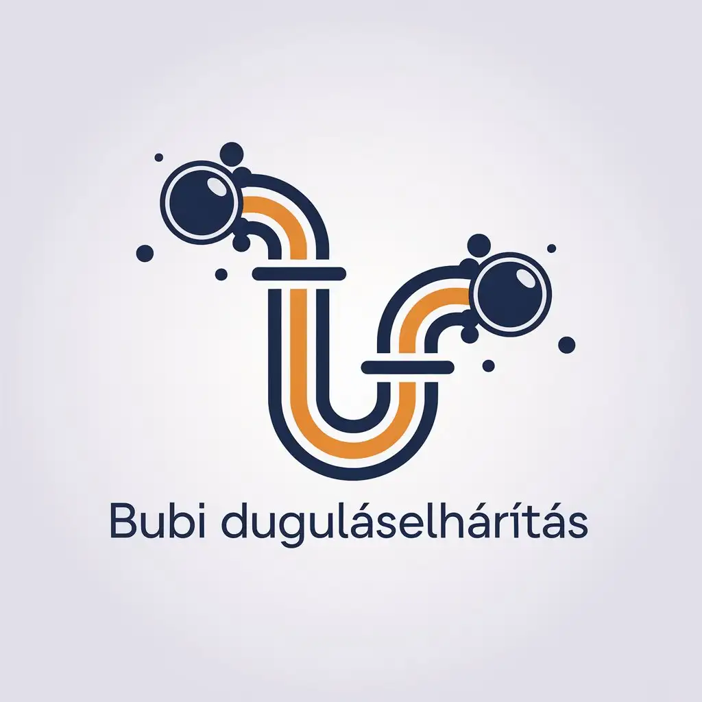 LOGO Design for Bubi Dugulselhrts Minimalistic Plumbing Drainpipe with Bubble Motifs in Blue and Orange