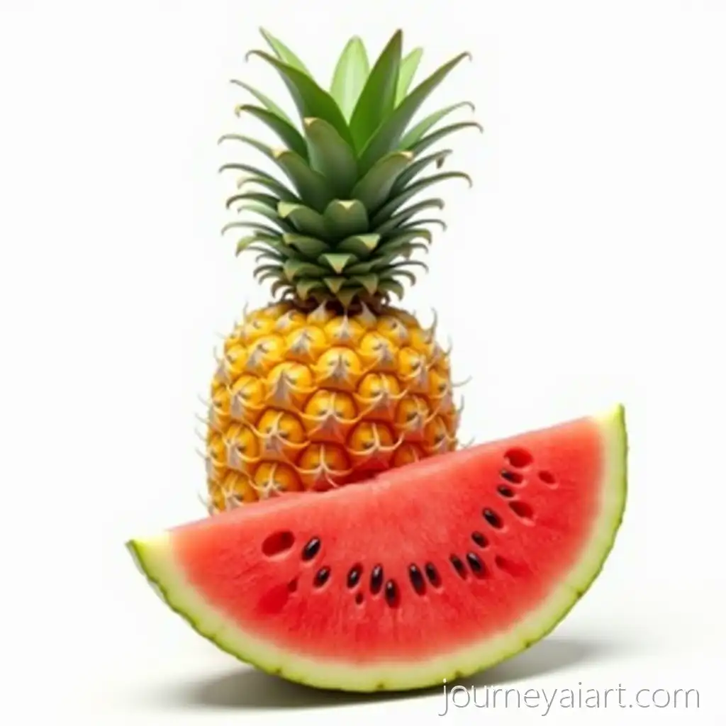 Photorealistic-Pineapple-Sliced-to-Reveal-WatermelonPineapple-and-watermelon-slice-Flesh-with-Black-Seeds