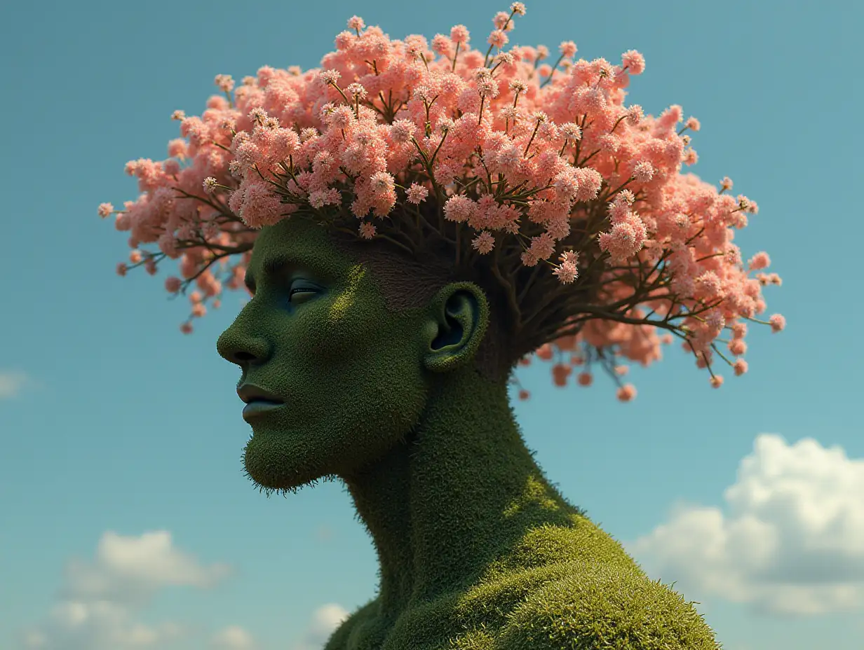 Tree head with flowers