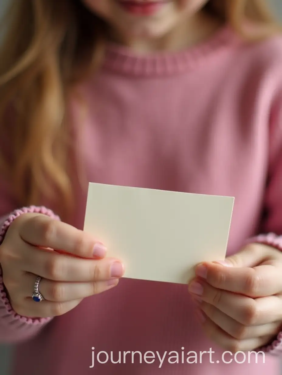 CloseUp-of-Girls-Hand-Holding-Sticky-Note-with-Sapphire-Engagement-Ring-and-Pink-Sweater