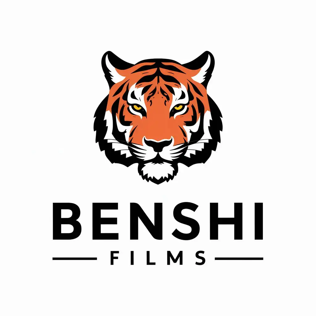 a vector logo design,with the text "Benshi Films", main symbol:tiger,Moderate,be used in Entertainment industry,clear background
